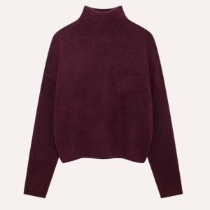 Stilla | Burgundy Pullover Med Høj Krave