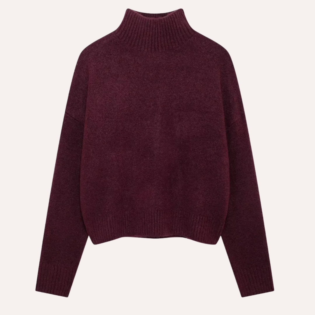 Stilla | Burgundy Pullover Med Høj Krave