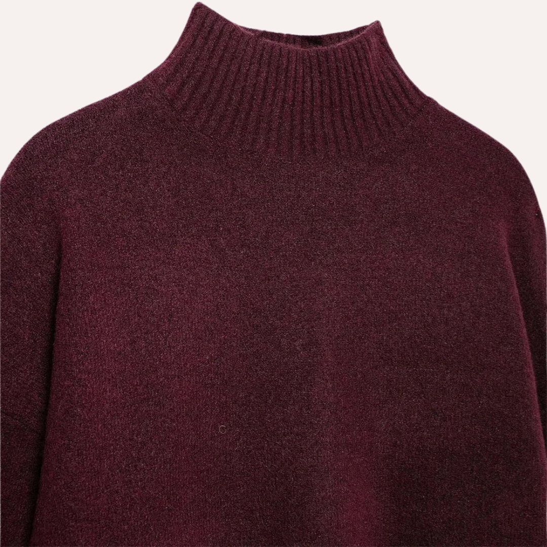 Stilla | Burgundy Pullover Med Høj Krave