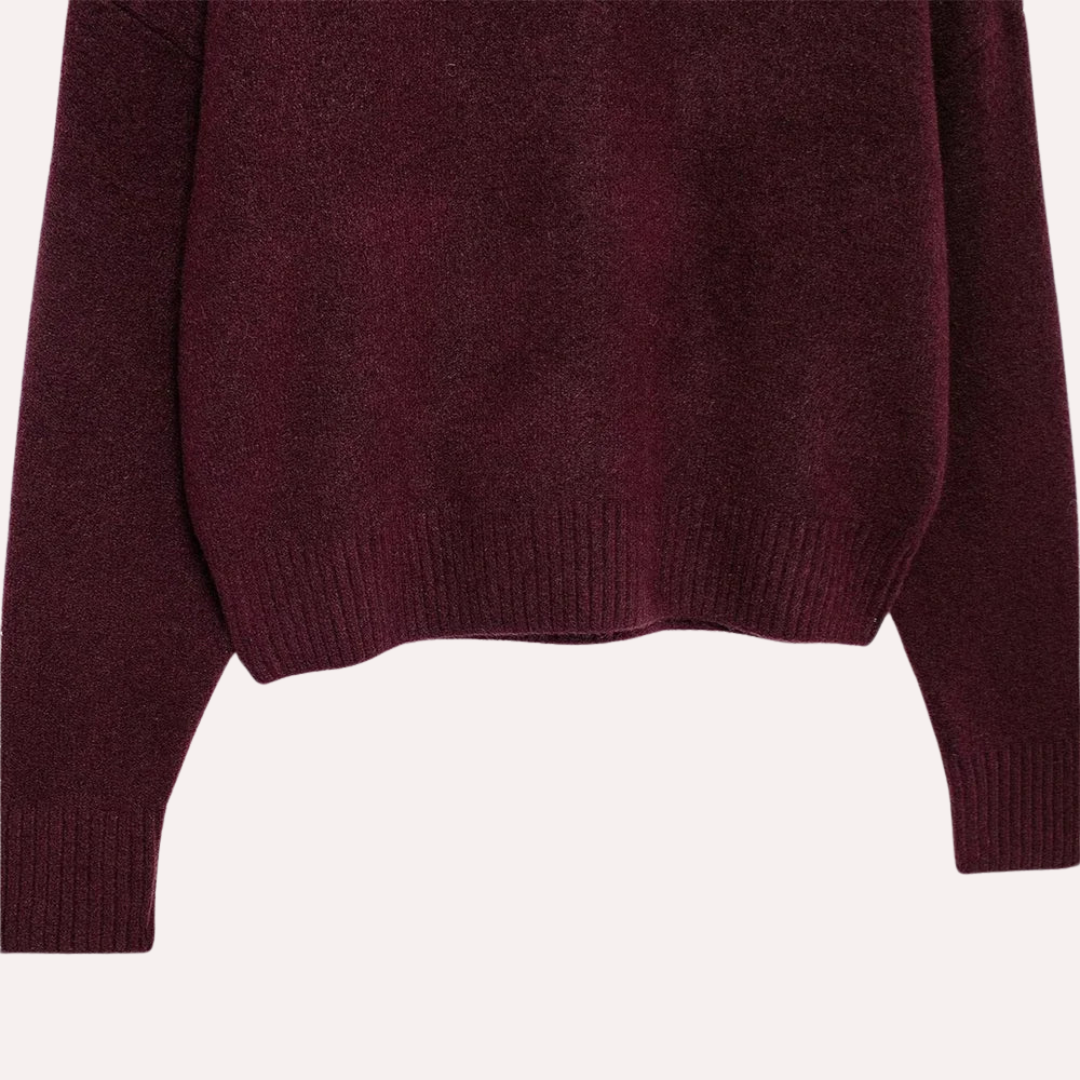 Stilla | Burgundy Pullover Med Høj Krave