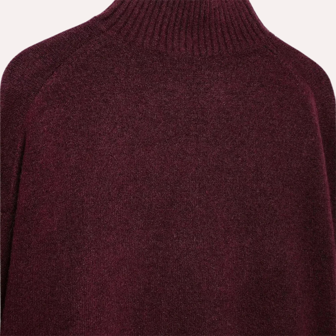 Stilla | Burgundy Pullover Med Høj Krave
