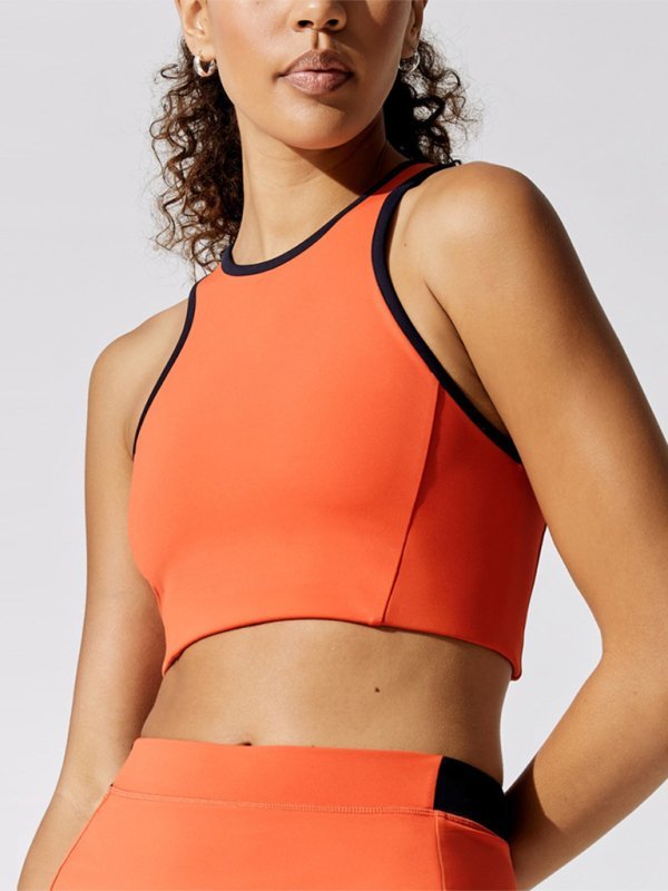 Stilla | Orange Racerback Sport Bh Med Kontrastdetalje
