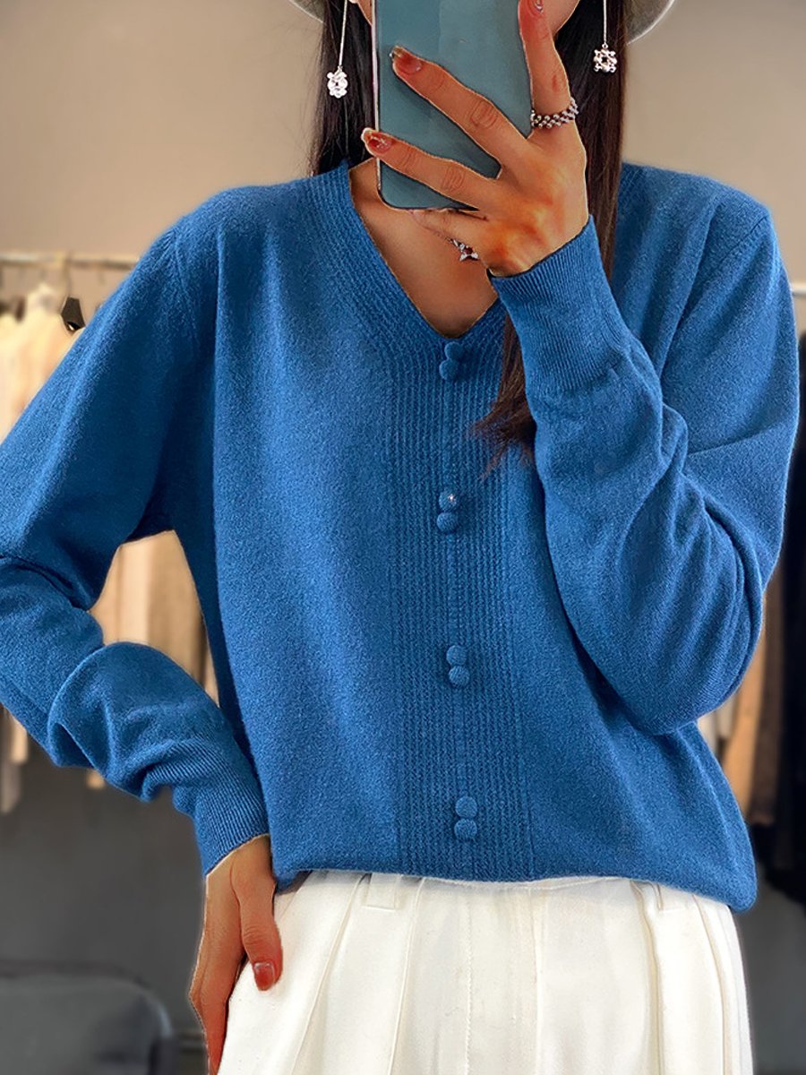 Stilla | Sweater Afslappet V Hals Knap