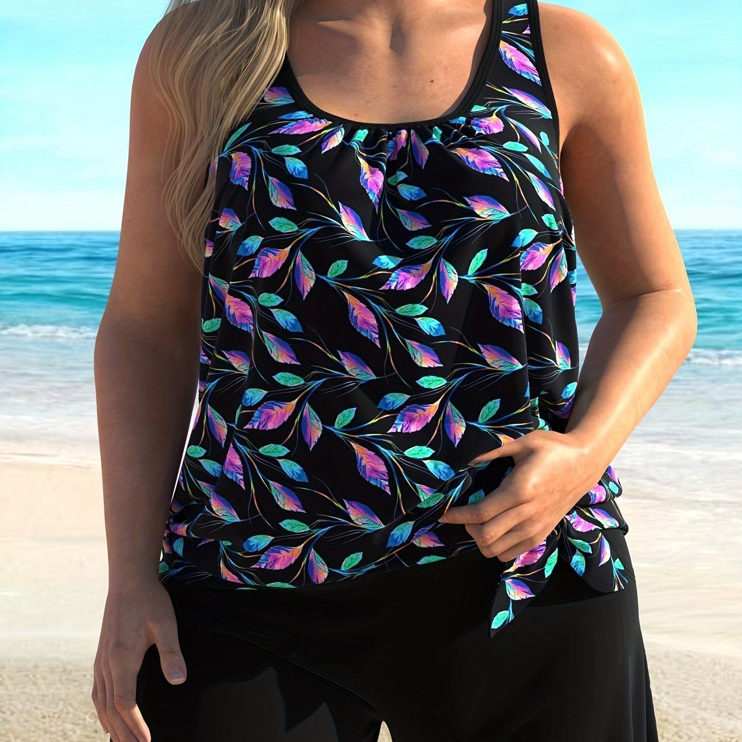 Stilla | Elegant Tankini Med Et Charmerende Bladmotiv