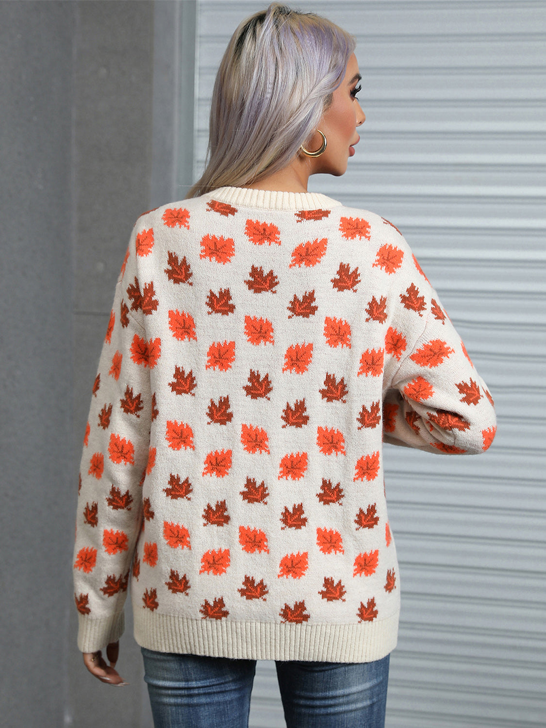 Stilla | Wings Ahornblad Rund Hals Langærmet Sweater