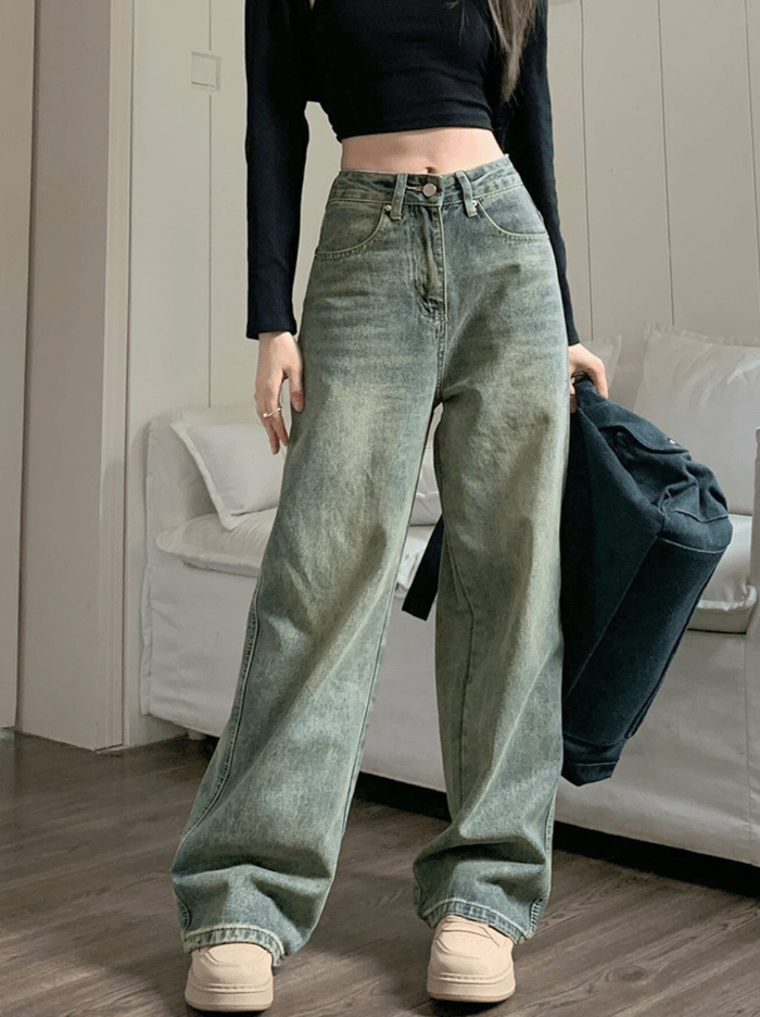 Stilla | Bukser Dame Baggy Denim Jeans Trendy Retro Design
