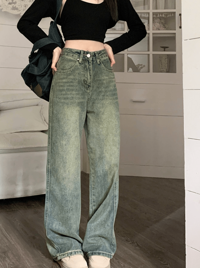 Stilla | Bukser Dame Baggy Denim Jeans Trendy Retro Design