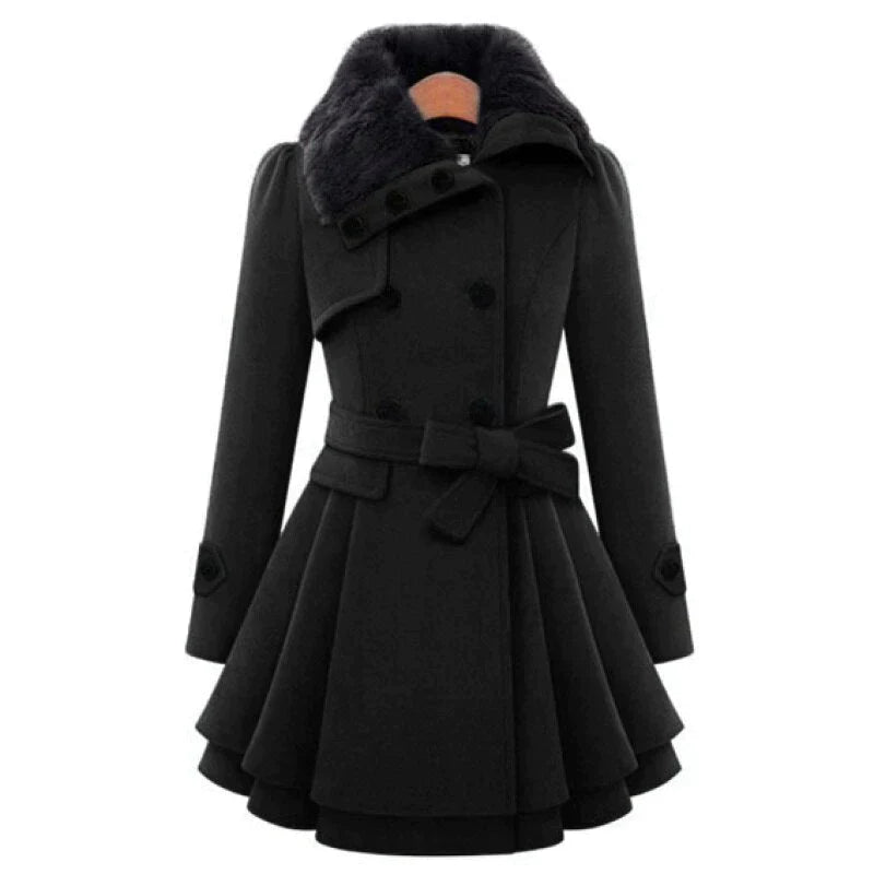 Stilla | Chic Trench Coat Med Vegansk Pels