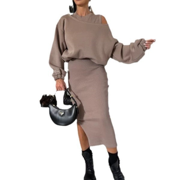 Stilla | Batwing Ærme Sweater og Lang Nederdel Sæt Rabat