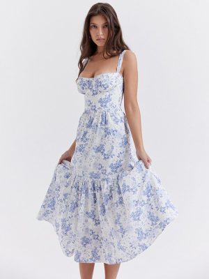 Stilla | Blomster Print Spaghetti Midi Kjoler på udsalg