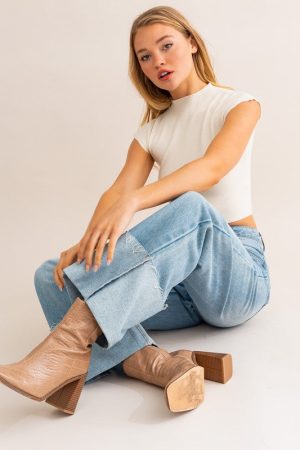 Stilla | Talje Bred Ben Cuffed Jeans Mode