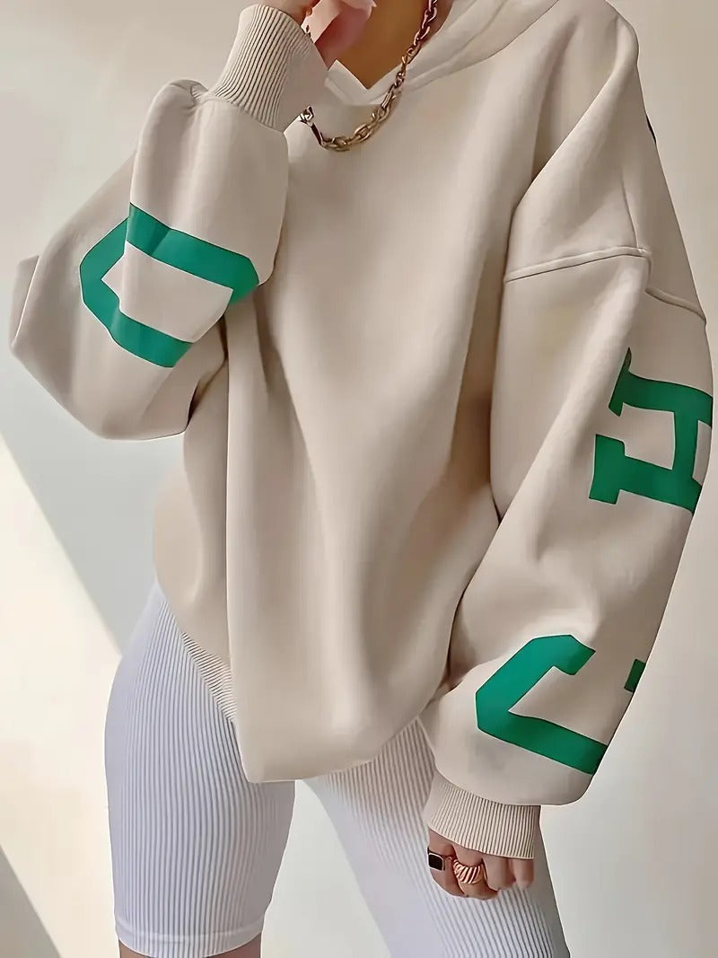 Stilla | Trendy Loose-fit Grafisk Hættetrøje