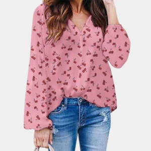 Stilla | Chic Kvinders Kirsebærprint Skjorte.