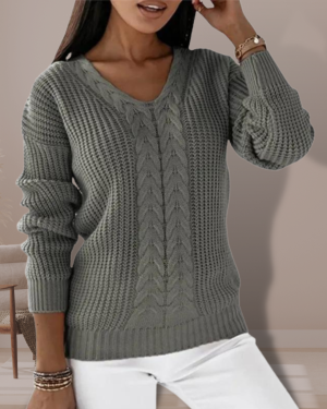Stilla | Elegant Strikpullover Med V-udskæring