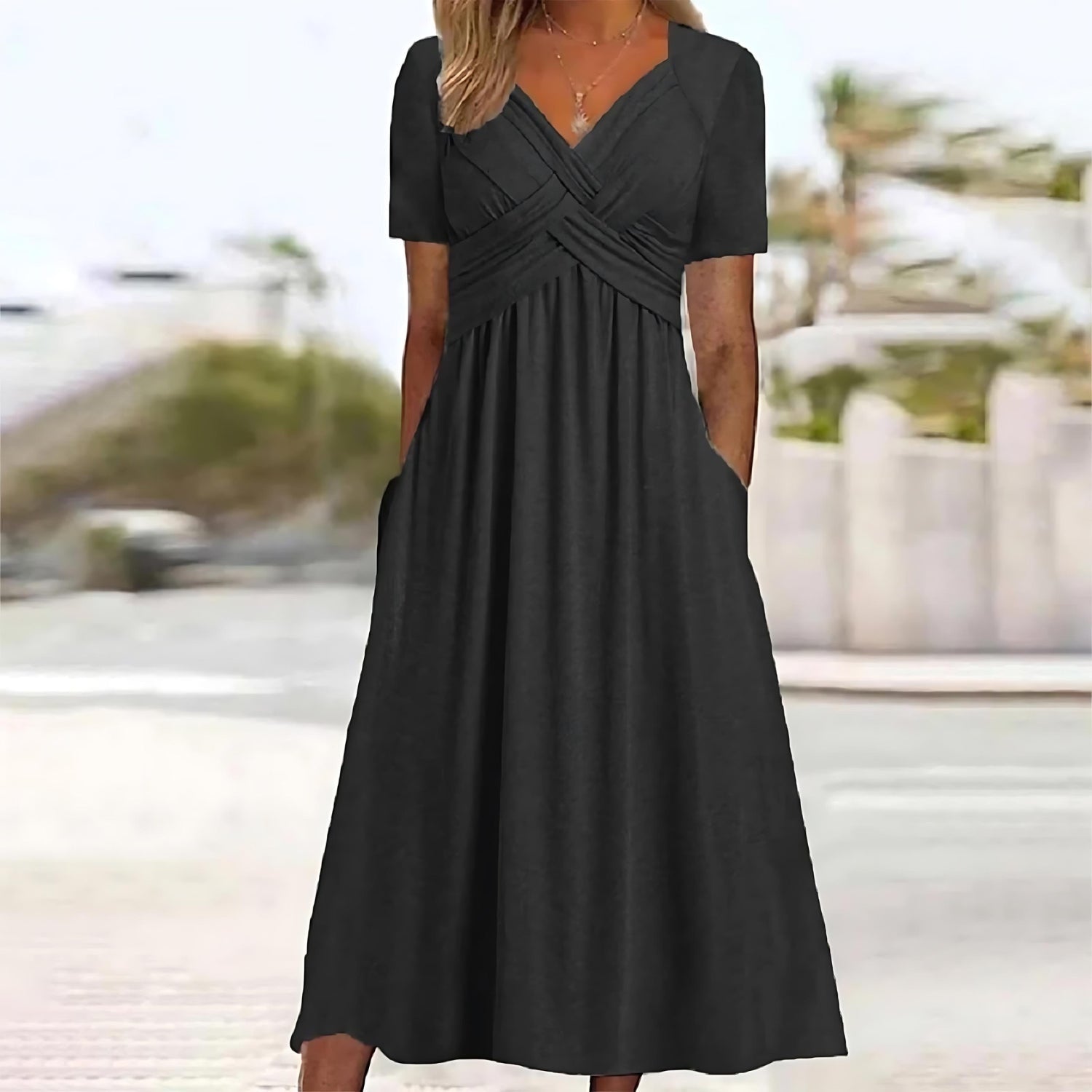 Stilla | Midi Elegante kjole med mavekontrol Online Hot Salg