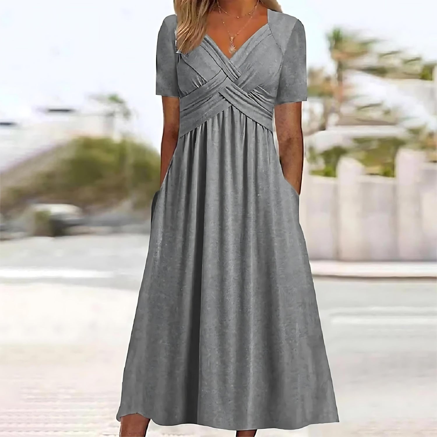 Stilla | Midi Elegante kjole med mavekontrol Online Hot Salg