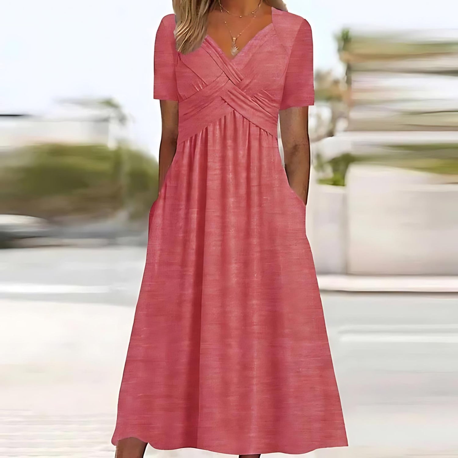 Stilla | Midi Elegante kjole med mavekontrol Online Hot Salg