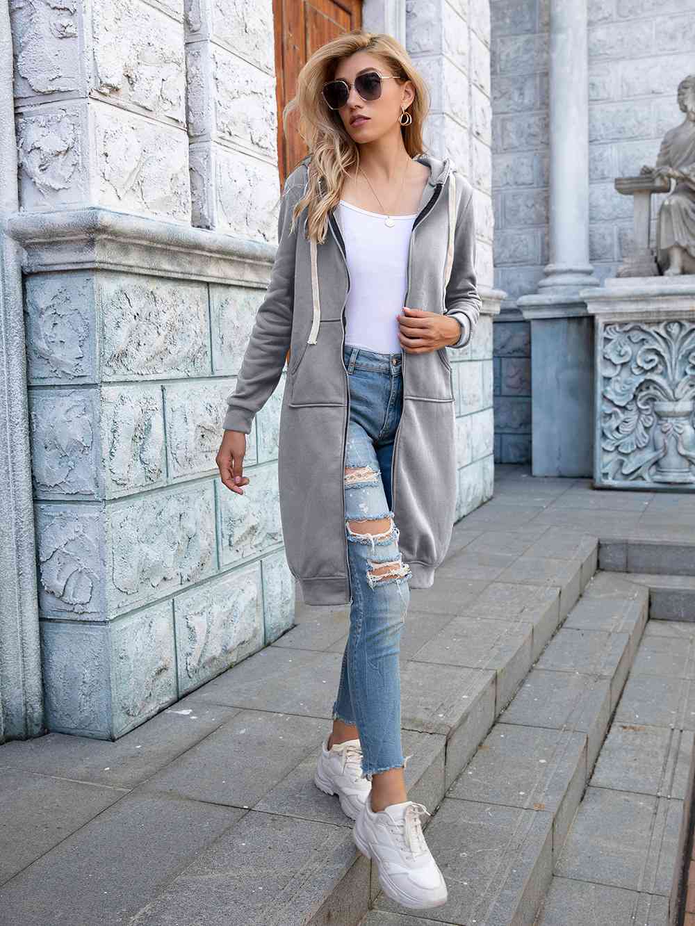 Stilla | up Langline Hoodie Med Lommer