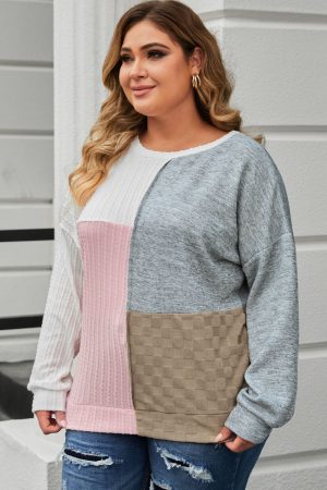 Stilla | Plus Size Langærmet Farveblok Top