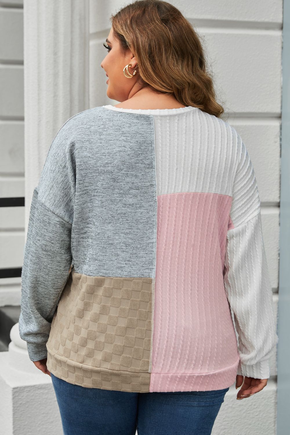 Stilla | Plus Size Langærmet Farveblok Top