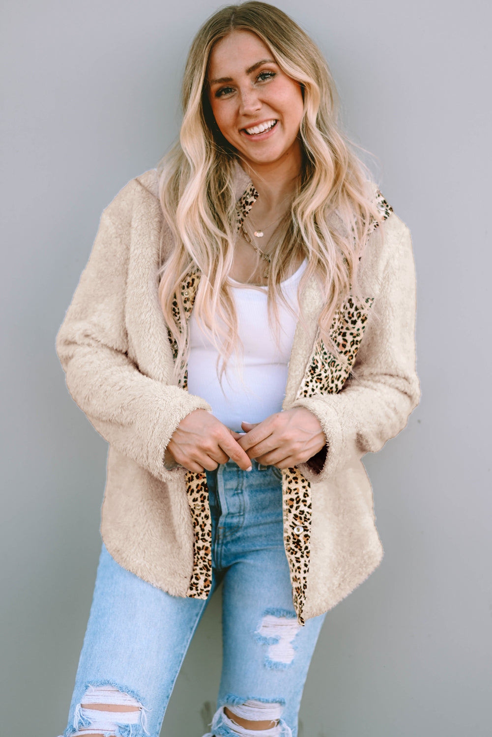 Stilla | Blød Teddyjakke med Leoparddetaljer Komfort & Unikt Design Ideel til Hverdagsbrug Mode