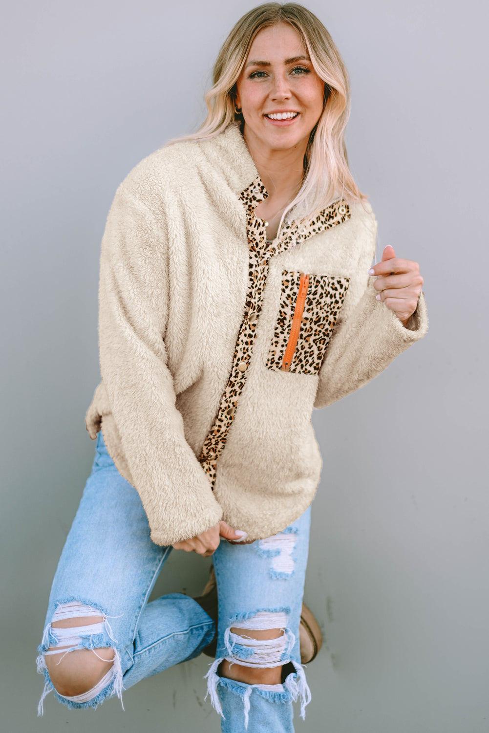 Stilla | Blød Teddyjakke med Leoparddetaljer Komfort & Unikt Design Ideel til Hverdagsbrug Mode
