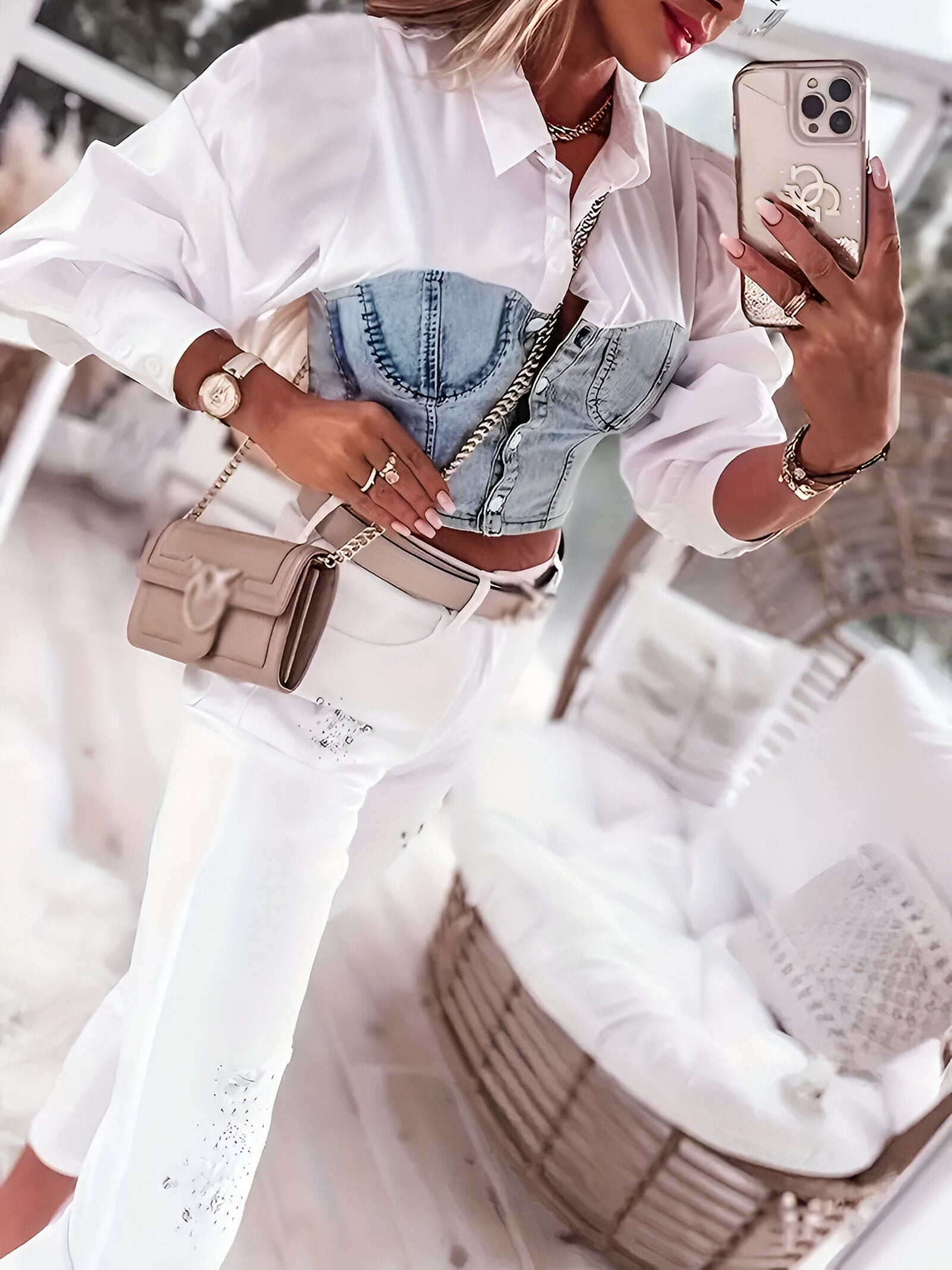 Stilla | Elegant, Denim Inspireret Bluse