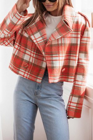Stilla | Rutig Kort Blazer Med Knaplukning Online