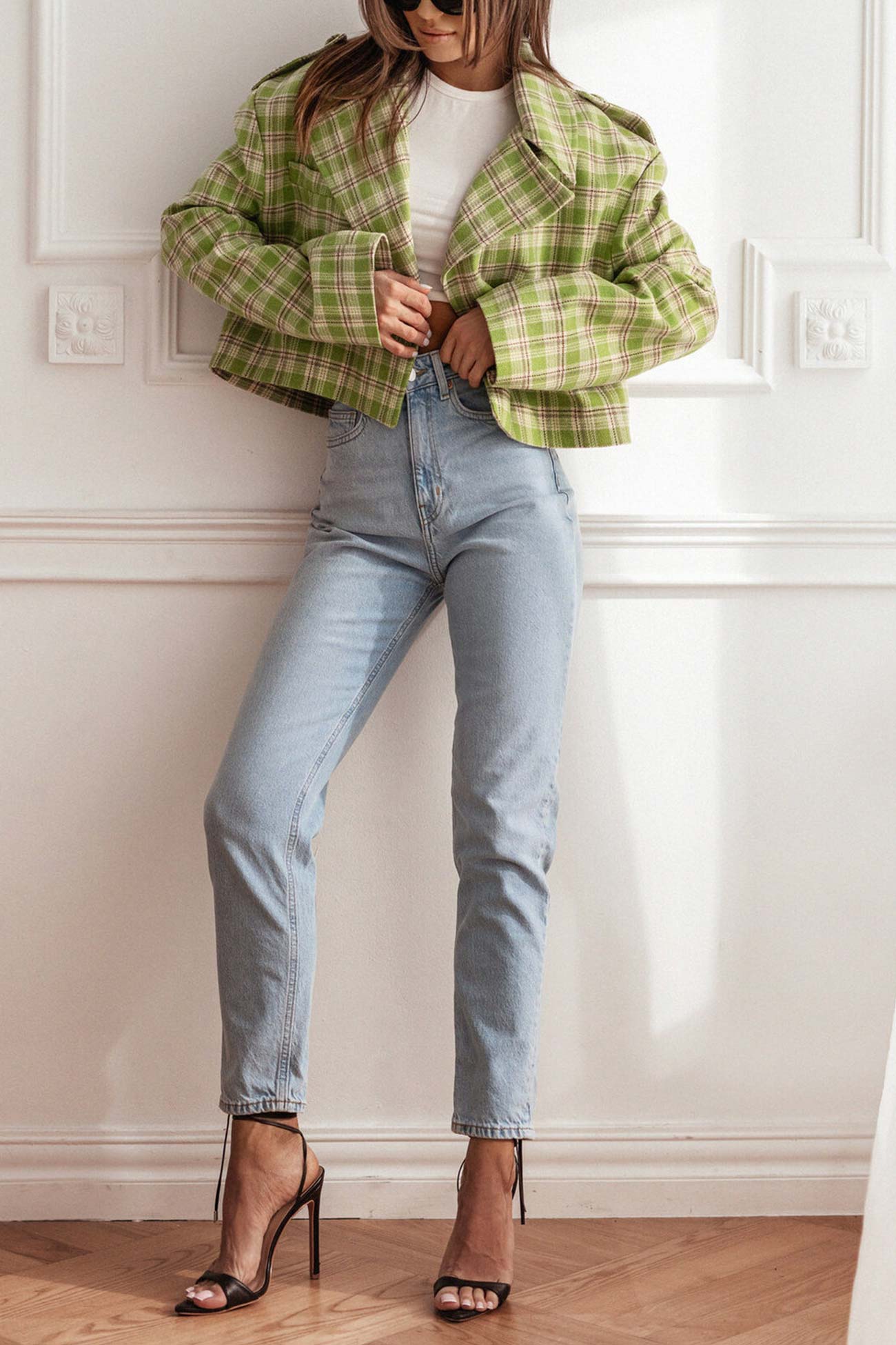 Stilla | Rutig Kort Blazer Med Knaplukning Online