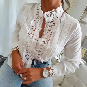 Stilla | Blomstret Bluse Med Blonde