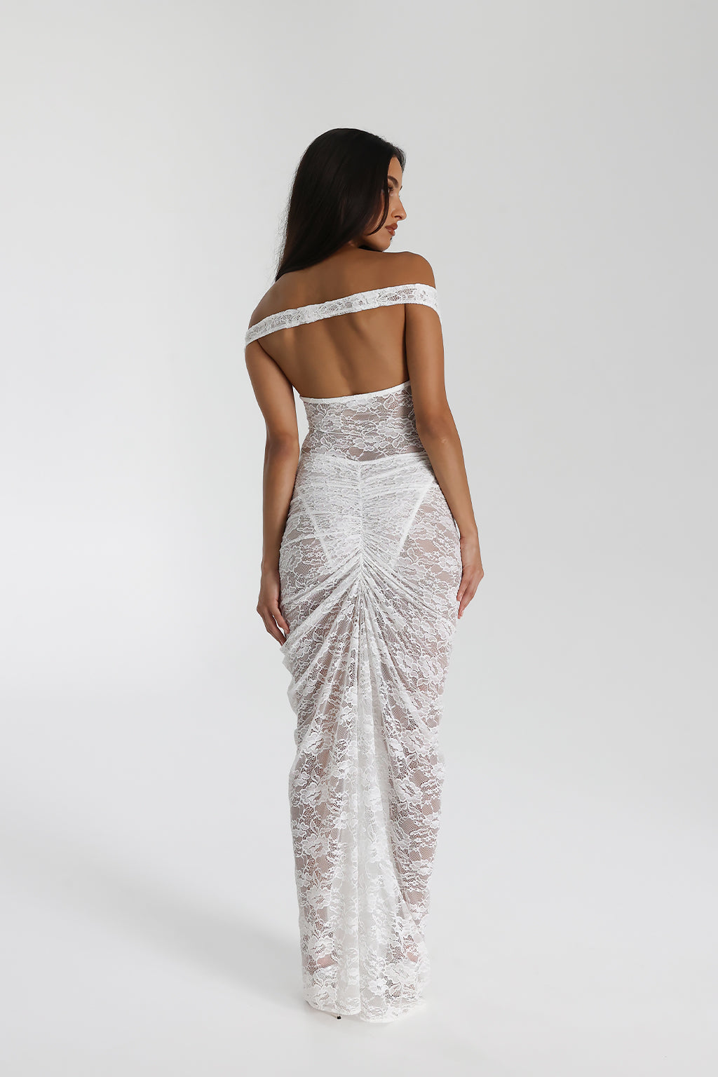 Stilla | Gennemsigtig Blonder Off Shoulder Maxi Kjole Hot på udsalg
