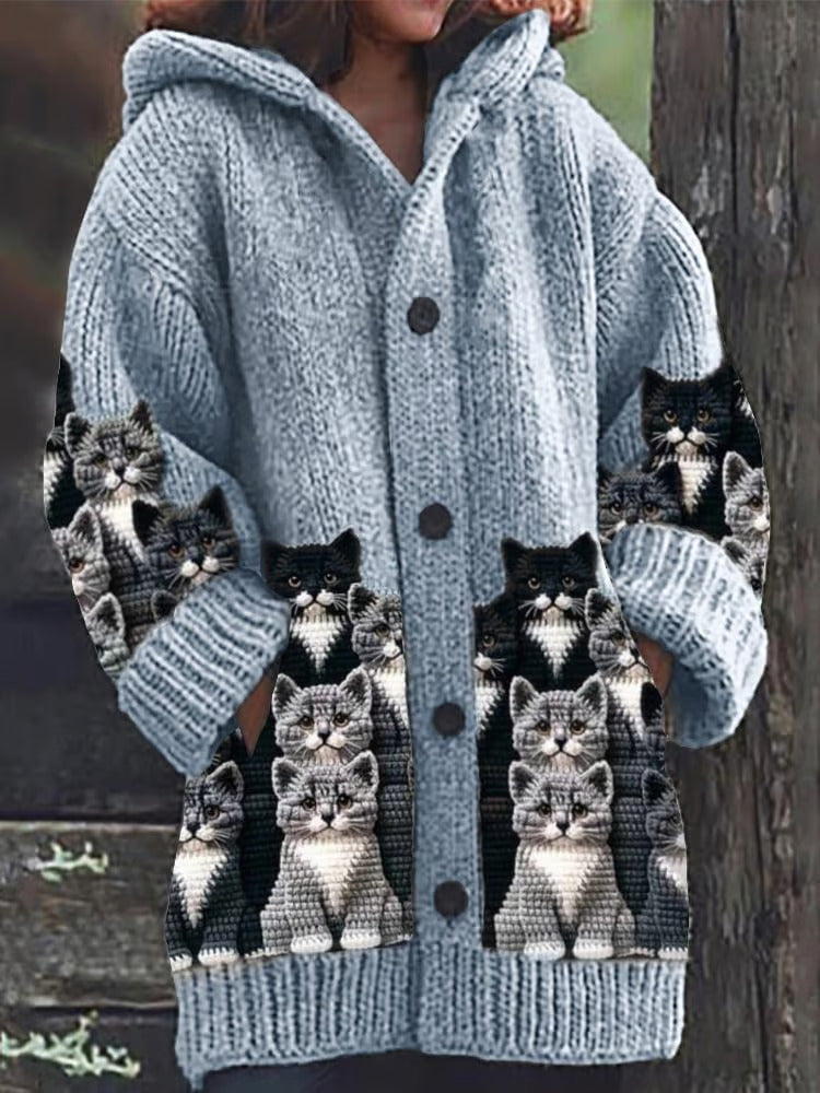 Stilla | Trykt katte-cardigan