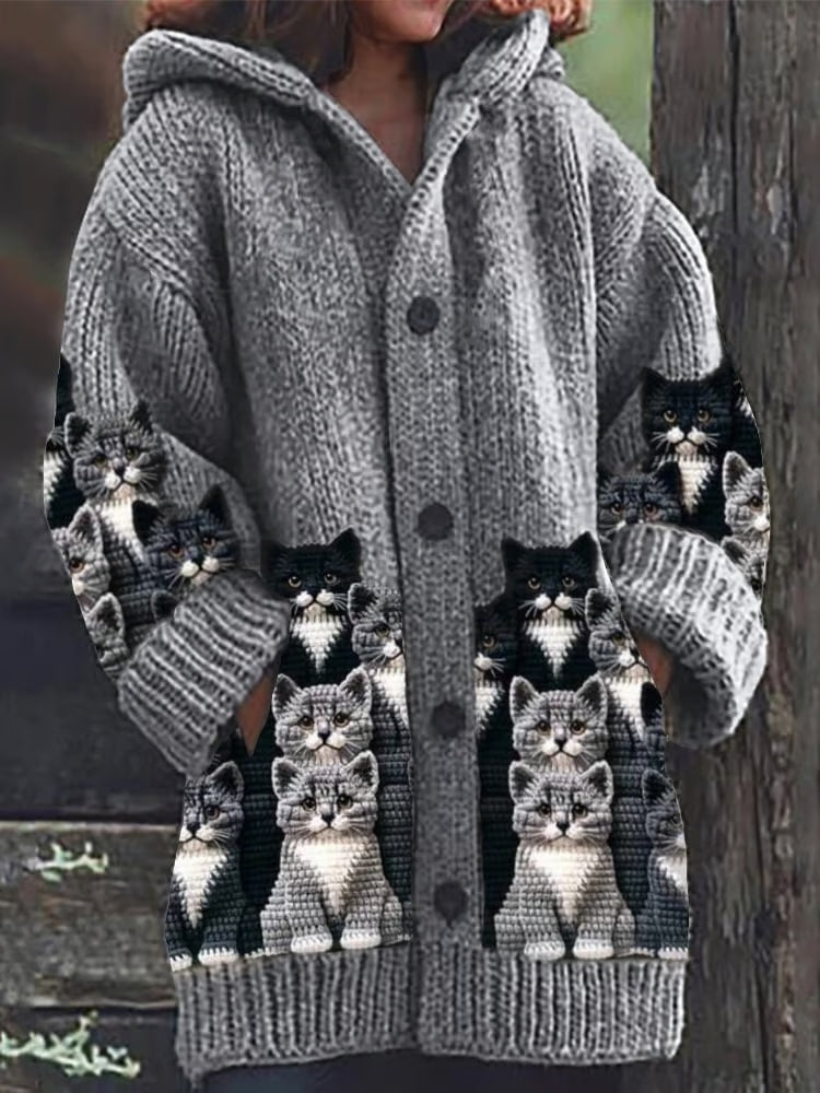 Stilla | Trykt katte-cardigan
