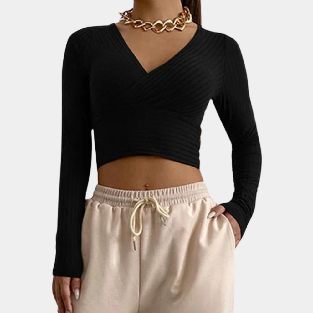 Stilla | Dame Langærmet Cropped Top