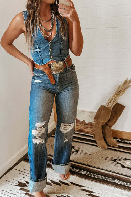 Stilla | Desert Daze Denim Crop Tank Til Toppen