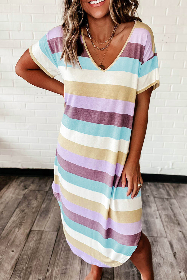 Stilla | Multi Farve Striped V-halskjole Levere