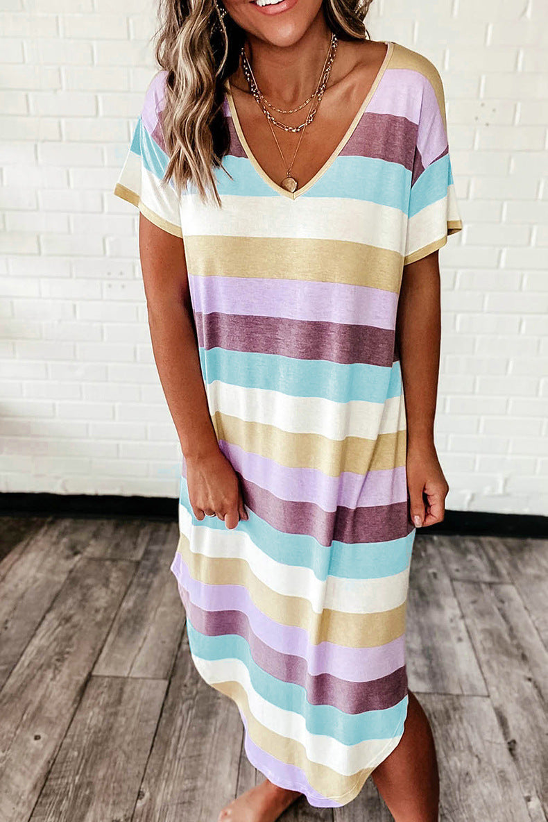 Stilla | Multi Farve Striped V-halskjole Levere