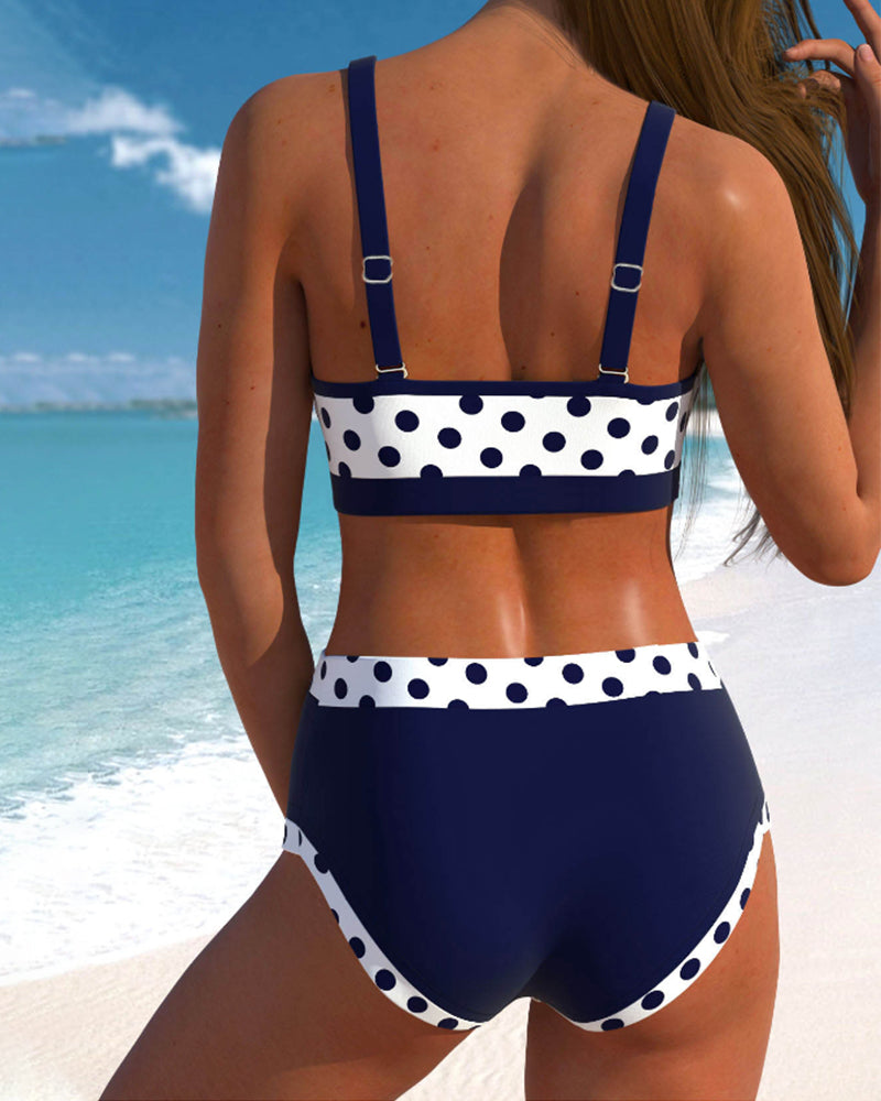 Stilla | Patchwork Højtaljede Bikini Med Ærter