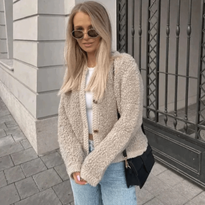 Stilla | Stilfulde Dametrøjer Strik Pullover Blød Teddy Strikjakke