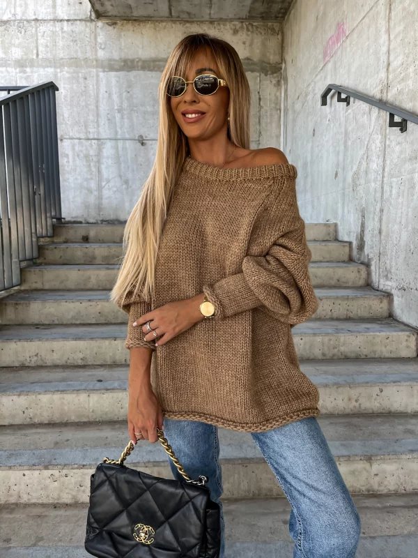 Stilla | Trøje Afslappet Bred Hals Sweater Mode