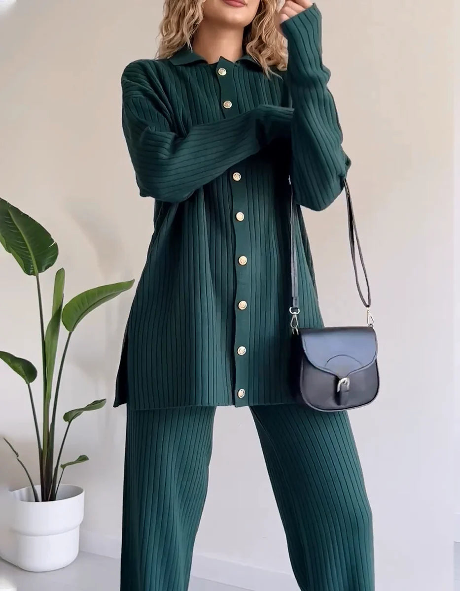 Stilla | Afslappet Ribbet 2-delt Outfit Sæt Online Hot Salg