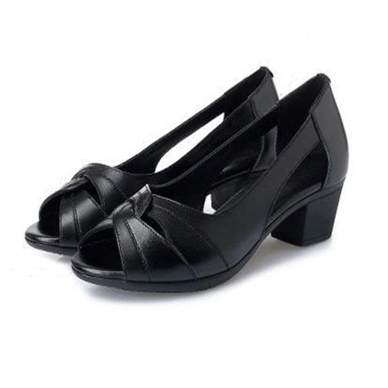 Stilla | Elegant Peeptoe Pumps Med Blokhæl