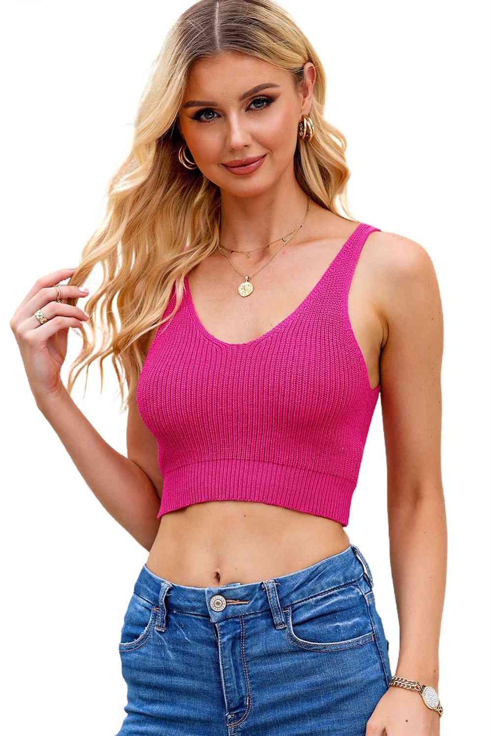 Stilla | Hals Ribbenstrikket Tank