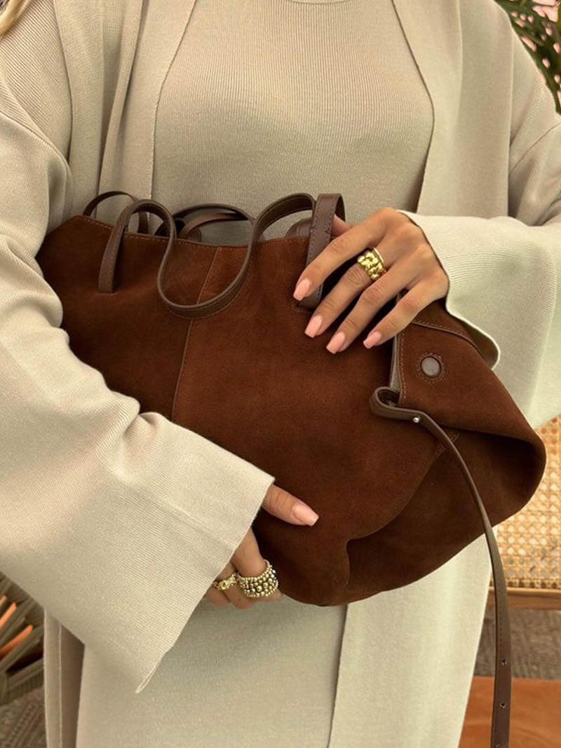 Stilla | Rummelig Dame Shopper Taske i Ruskind