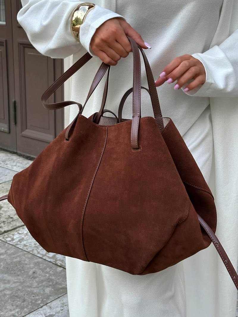 Stilla | Rummelig Dame Shopper Taske i Ruskind