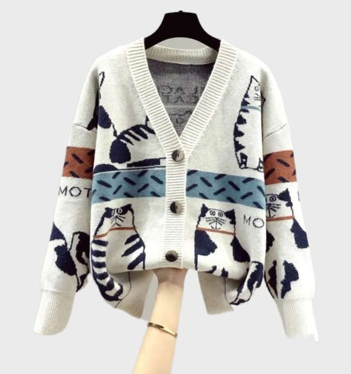 Stilla | Jacquard Cardigan med Lange Ærmer til Kvinder