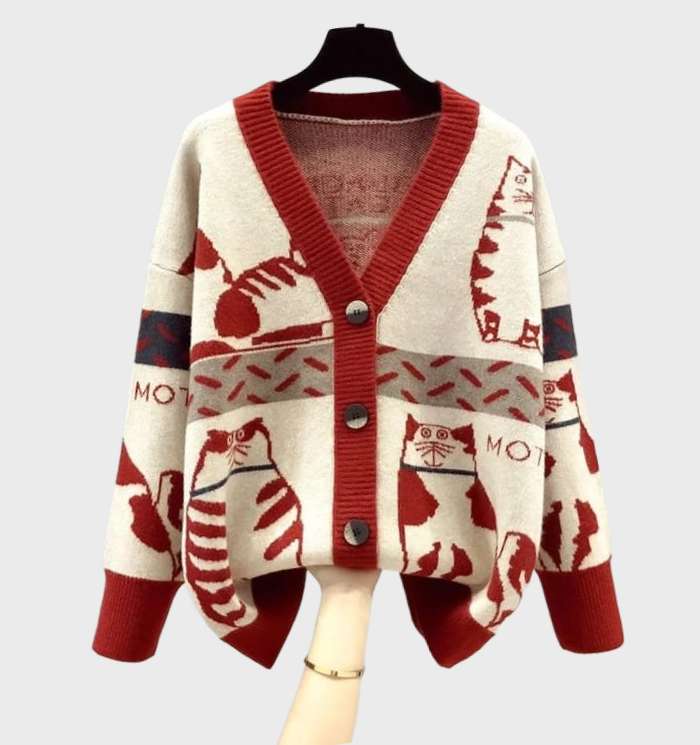 Stilla | Jacquard Cardigan med Lange Ærmer til Kvinder
