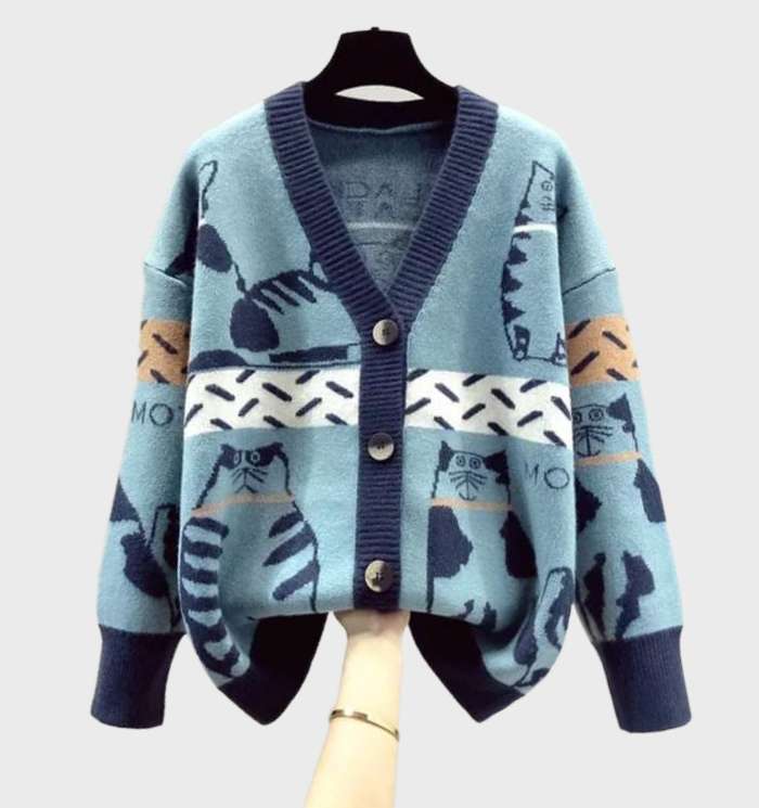 Stilla | Jacquard Cardigan med Lange Ærmer til Kvinder