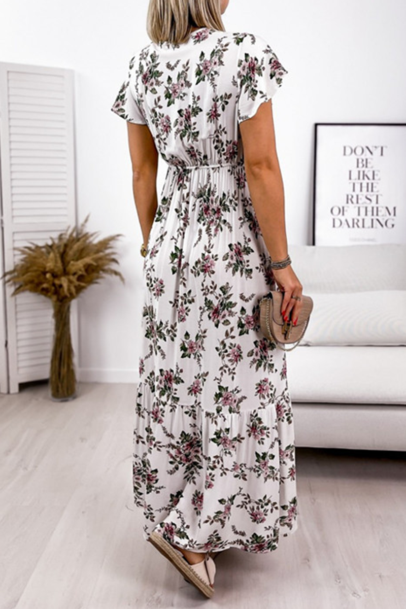 Stilla | Mode Elegant Blomst Split Sammenflade V-hals A-linie Kjoler