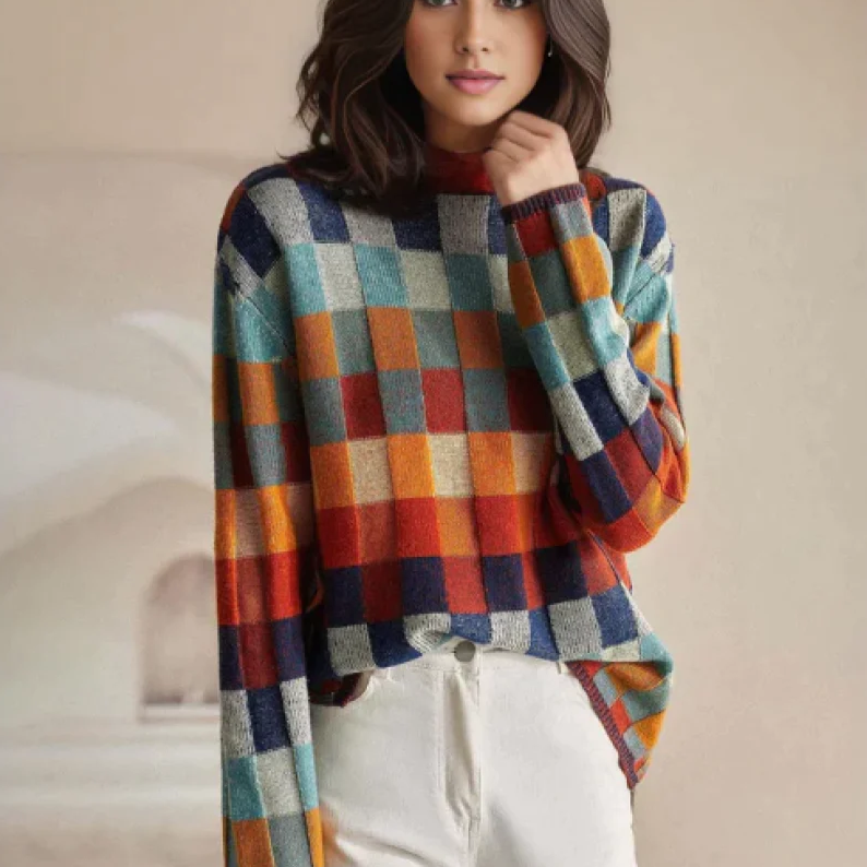 Stilla | Refinet Patchwork Rullekravesweater